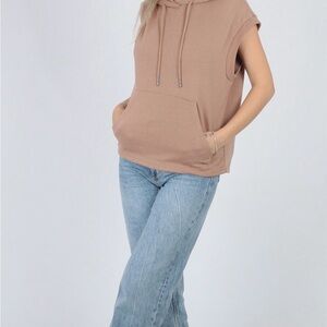 Noisy May Rose Stone Caramel Ethereal Cotton Sleeveless Hoodie Vest Size XL